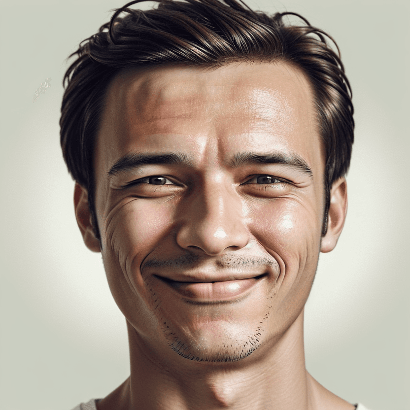 AI generated: the image shows a man with a calm and collected expression. His face reflects calm and there is a sm...