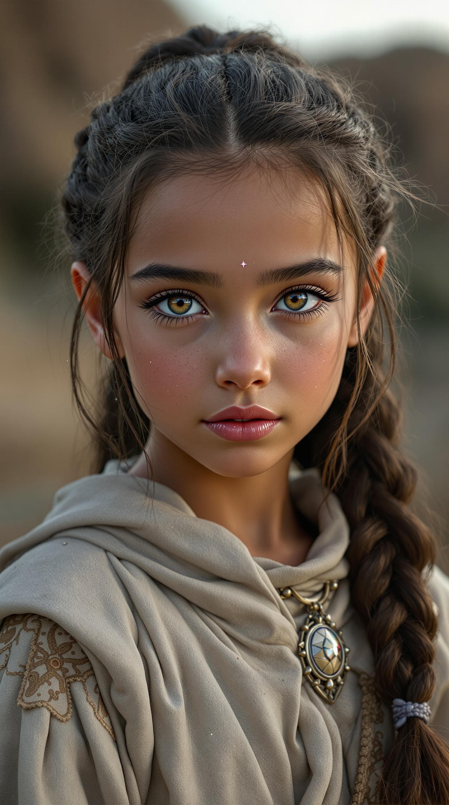 AI generated: a professional photo of a exceptionally beautiful girl in the world (age 7), (seven year old),  Egyp...