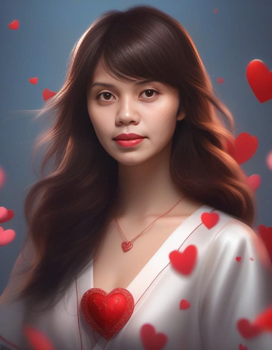 AI generated: The personification of the valentines day holiday in the form of a cute girl, unreal engine, highly ...