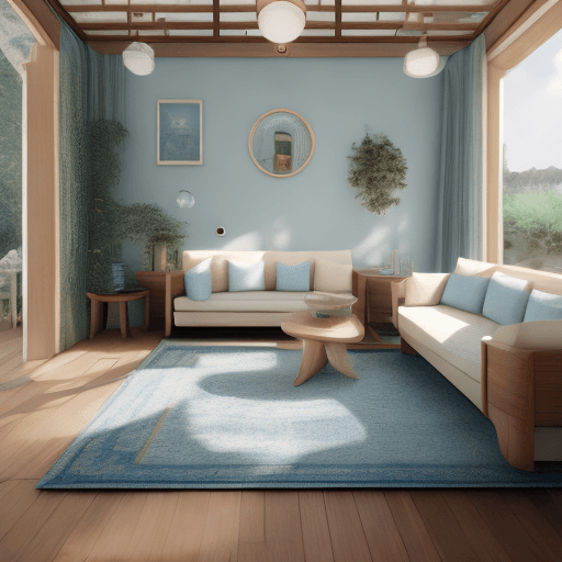 AI generated: High resolution photography interior design, dreamy sunken living room conversation pit, wooden floo...