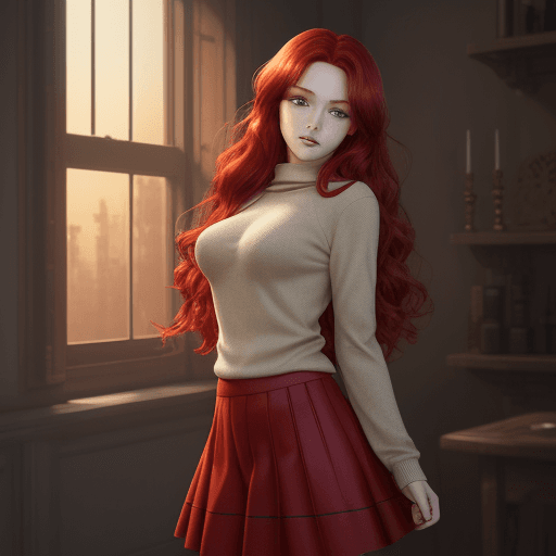 AI generated: sfw, day light, (Fantasy), Infinite, ((masterpiece)), (((best quality))), ((beautiful red detailed e...