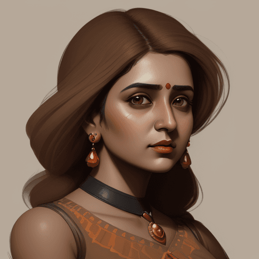 AI generated: a painting of a woman, in the style of multiple filter effect, dark beige and light amber, high dyna...