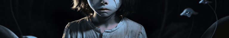 AI generated: Creepy ghostly children , A teenage Boy,. Pale faces, dark eyes, haunting stare, seemingly harmless ...