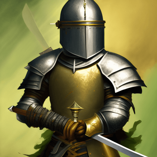 AI generated: painting of a knight holding a sword, in the style of subdued color palette, high detail, character ...