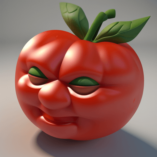 AI generated: Hyper realistic 3d render of a tomato with greek inspired facial features 