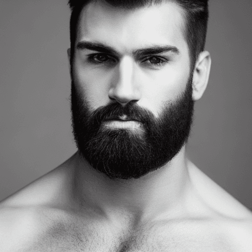 AI generated: portrait of a bearded man with hazel eyes, hazel colored eyes, handsome, muscular, intricate, elegan...