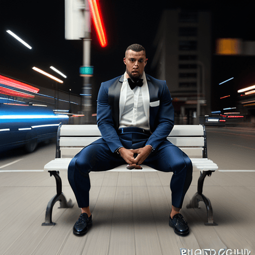 AI generated: photography, front view, artistic image capturing the essence of urban hustle with a single focused ...