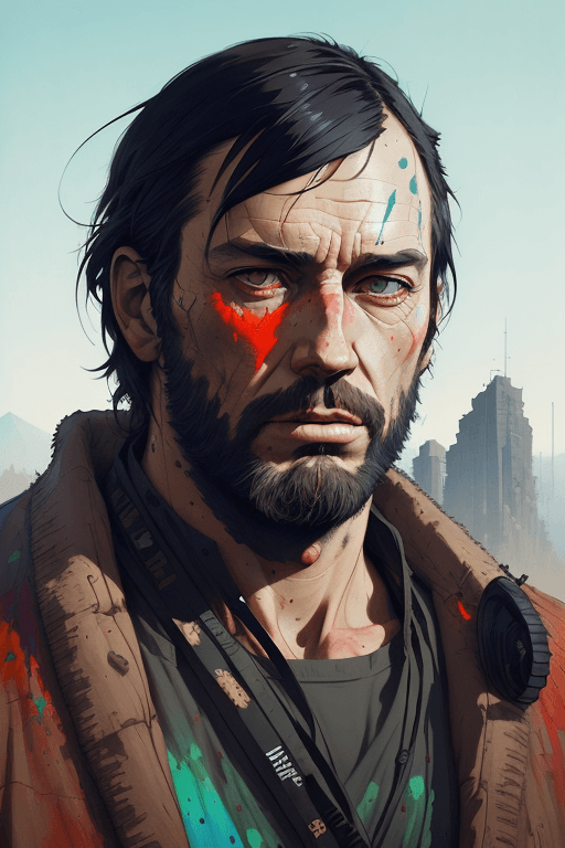 AI generated: n ultra detailed beautiful painting psychedelic professional portrait of  a rugged uglyman character...