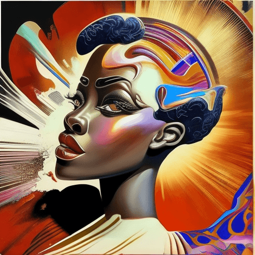 AI generated: art deco coffee art, in the style of expressive facial animation, afrofuturism, paint dripping techn...