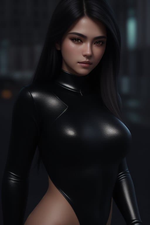 AI generated: dark theme, photo of a gorgeous dark-haired female in the style of stefan kostic, realistic, half bo...