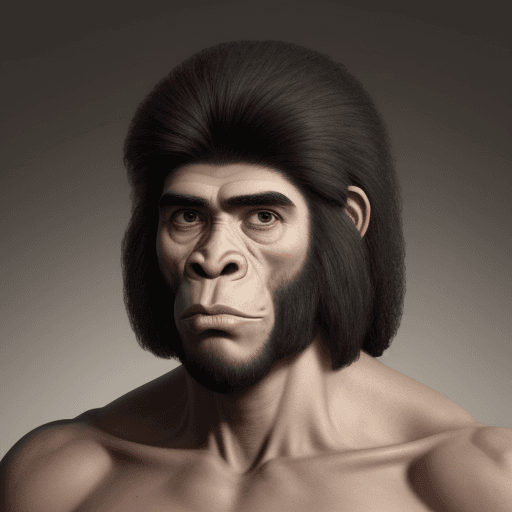 AI generated: homo erectus con pelo rizado y chandal