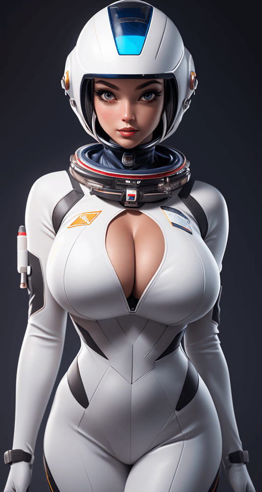 AI generated: 3dmm, astronaut space girl, (looking at the viewer), with a futuristic space suit, huge bodysuit, an...