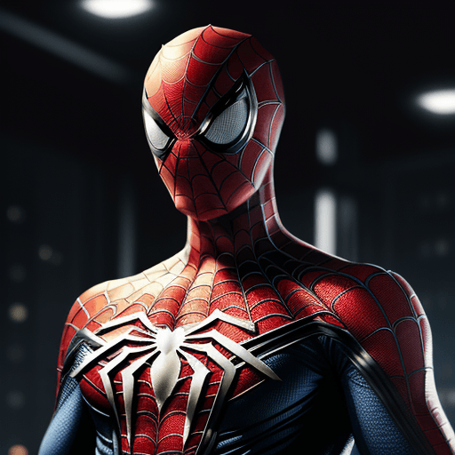 AI generated: High resolution futuristic spiderman, his suit should be white with gold, it should look very impres...