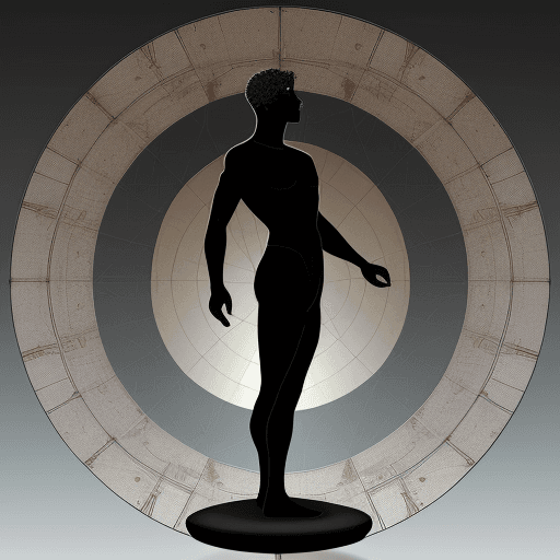 AI generated: In the center of the scale, visualize a figure desperately seeking to find balance between these two...