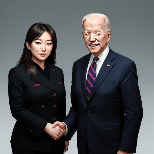 AI generated: Image of Kim Joung Un and Joe Biden shaking hands