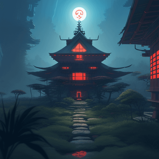 AI generated: Mononoke hime studio ghibli futuristic samourai setting, ghibli painting style, stylized volumetric ...
