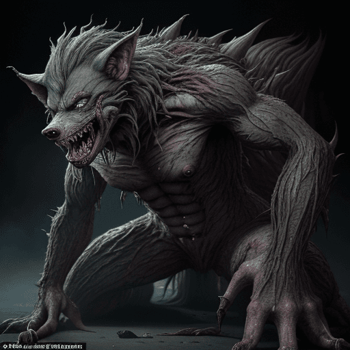 AI generated: In every grotesque detail, the infected werewolf by a mysterious virus is portrayed as a horrifyingl...