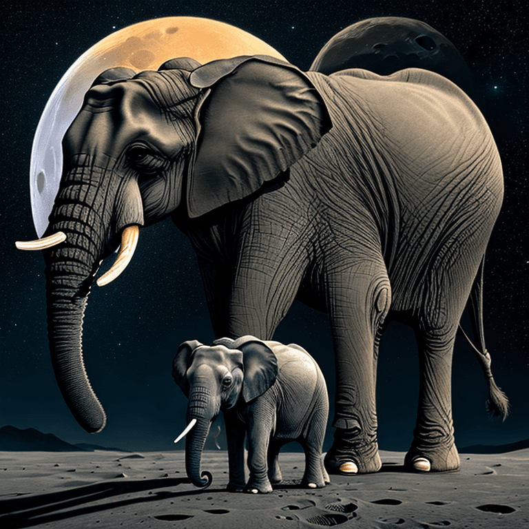 AI generated: Elephants on the moon