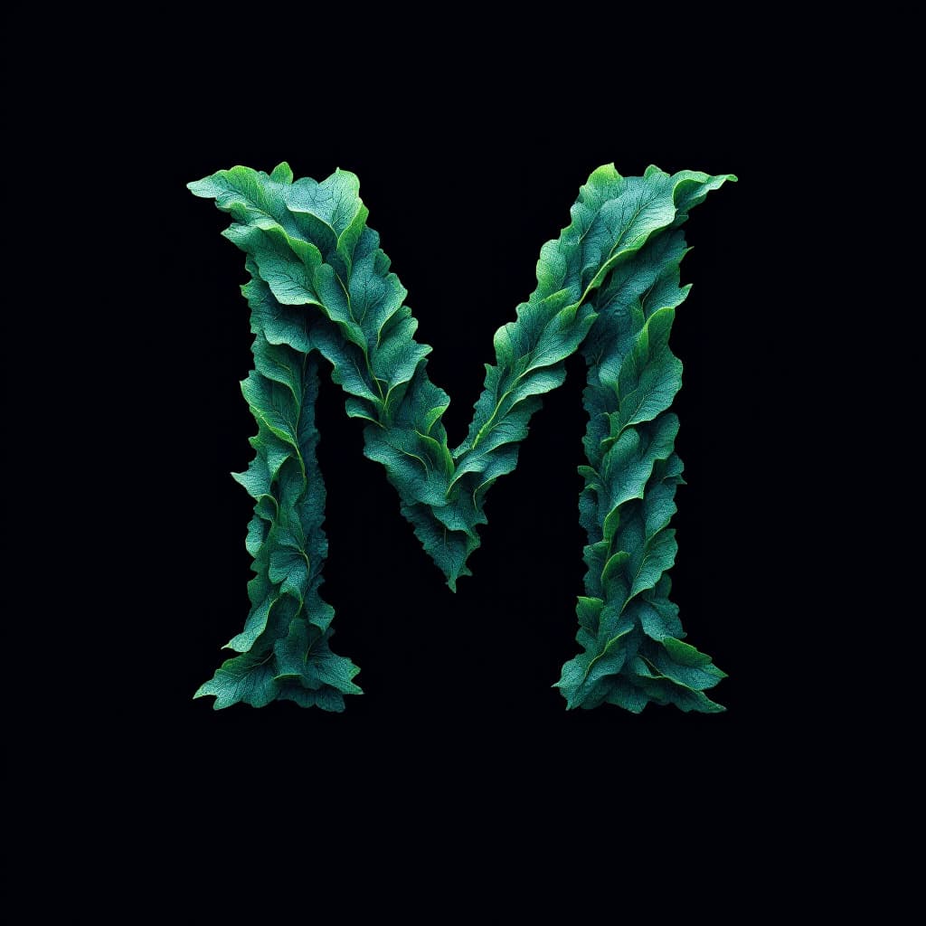 AI generated: Letter “M” in the style of a Seaweed wrap


