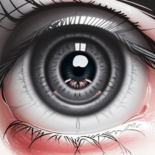 AI generated: Generate a realistic image of an eye with a close-up zoom, positioned on top of a hand, with a halft...