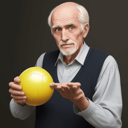 AI generated: a mature old man holding balls
