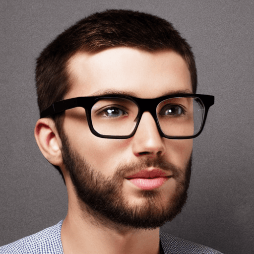 AI generated: youthful male , square face , square glasses , nerd, short  hair, middle eastern