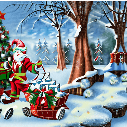 AI generated: The image captures a picturesque winter landscape with a beautifully decorated Christmas tree adorne...