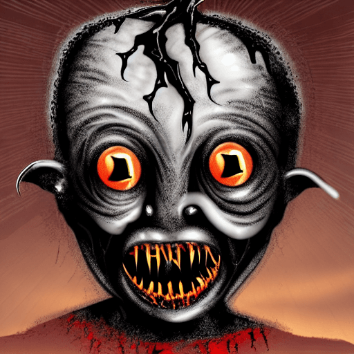 AI generated: Horror black creature,scary old demon,sore face,