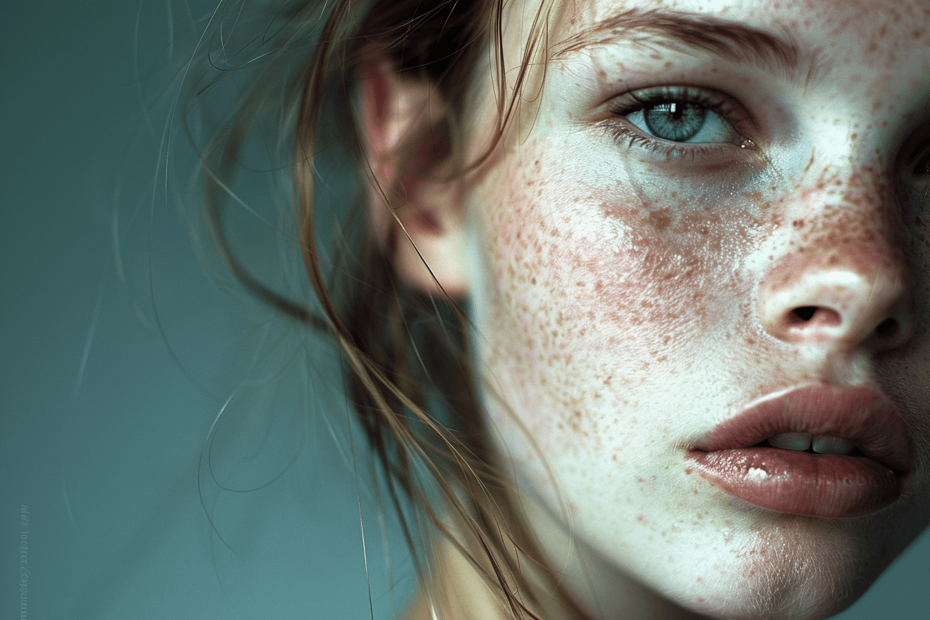 AI generated: 3/4 portrait of a girl, creative studio photography with an emphasis on fashion, in the style of glo...