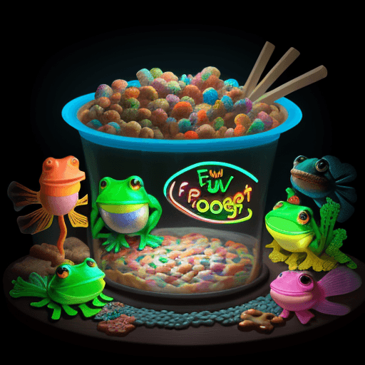 AI generated: FISH+FUDGE+FUN+NEON LIGHTS+FROOT LOOPS+FROGS+FOREST