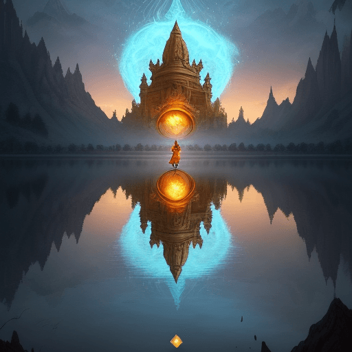 AI generated: An epic fantasy scene with Lord Krishna as a towering figure in a dramatic, mystical landscape. His ...