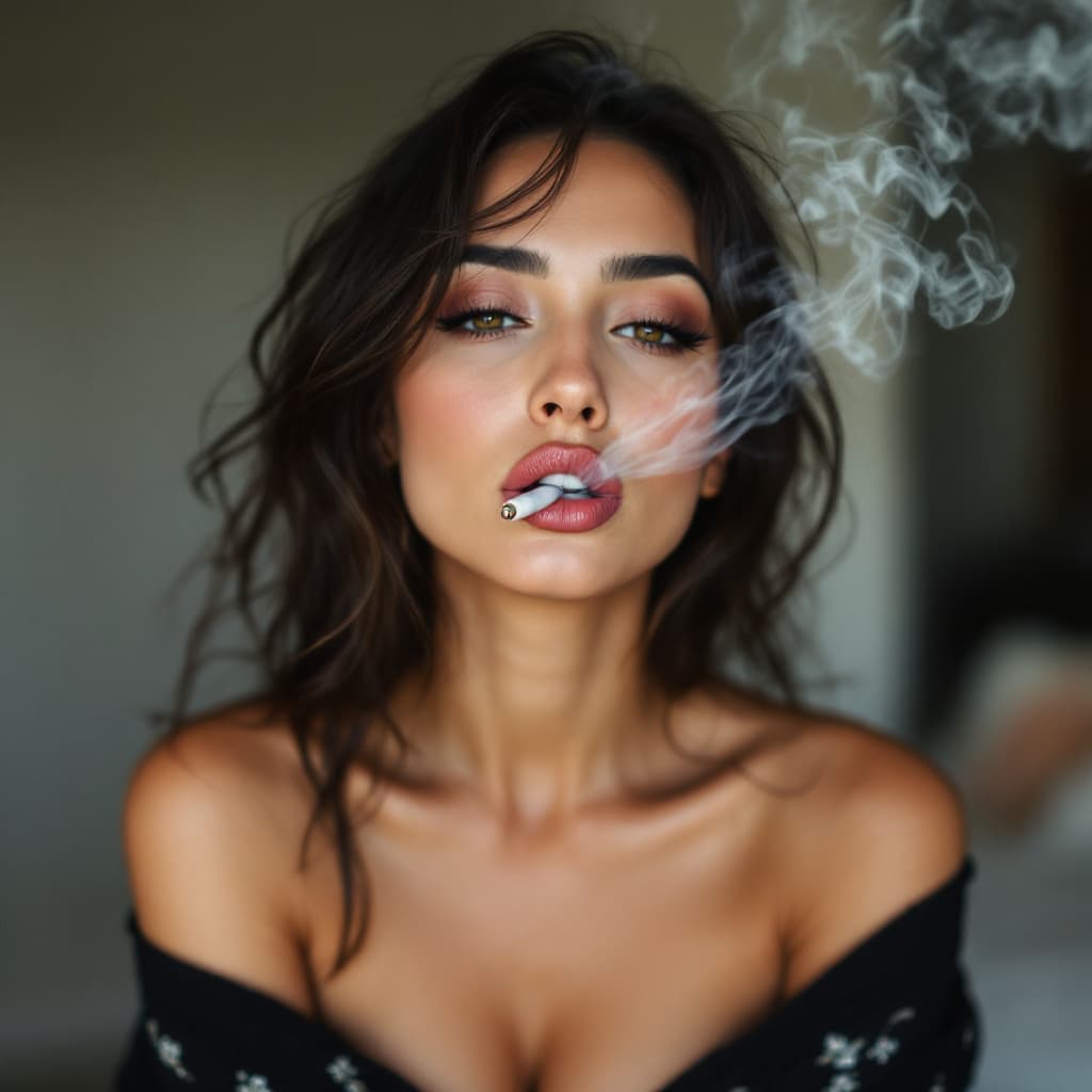AI generated: Woman smoking beautiful 
