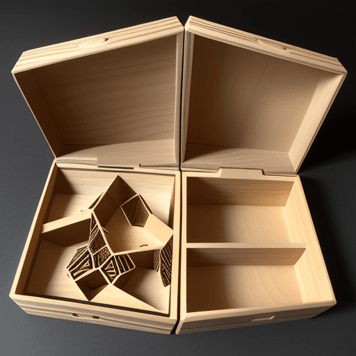 AI generated: Wooden box, laser cut, Sixfold sides, honey box