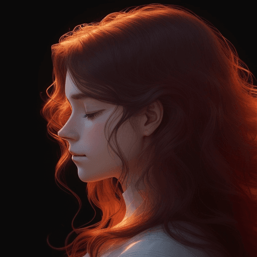 AI generated: A vertical image of a serene woman in profile. Her features are soft and detailed against a dark bac...