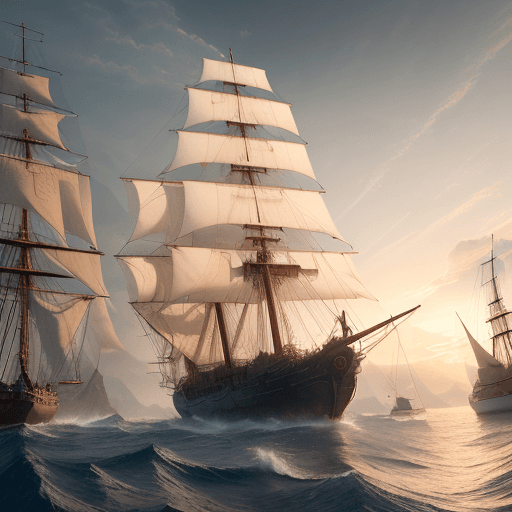 AI generated: Photo of a ultra realistic sailing ship, dramatic light, pale sunrise, cinematic lighting, battered,...