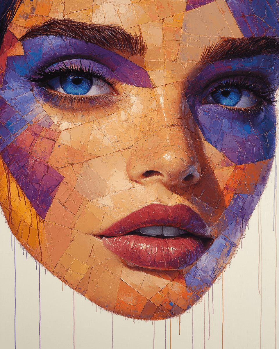 AI generated: An oil painting on canvas of a woman in vibrant, colorful tones, in the style of Martin Ansin and Di...