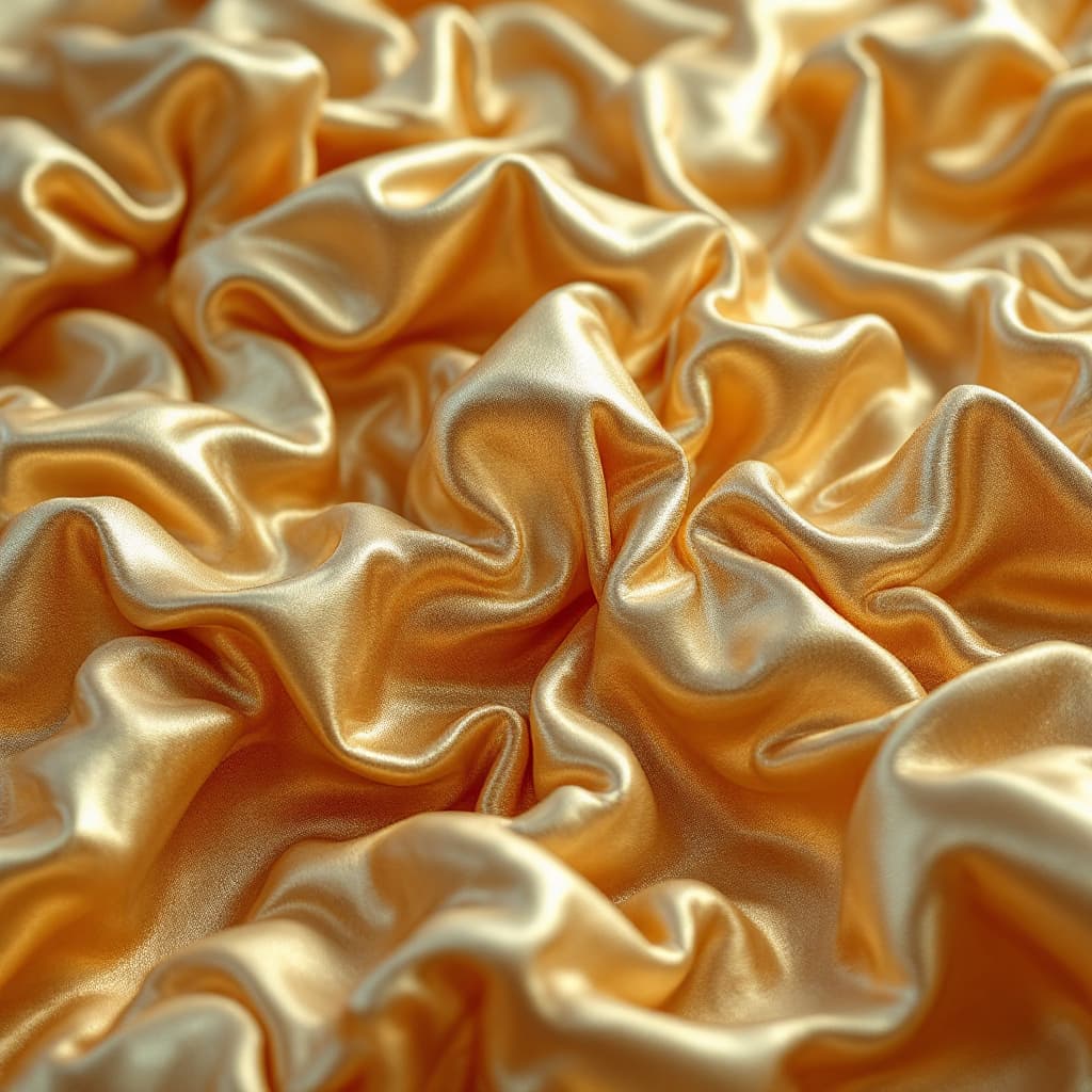 AI generated: A hyper-realistic, ultra-high-definition close-up of ruffled gold fabric, exuding pure luxury. The m...