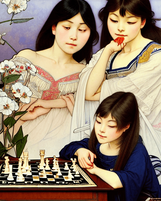 AI generated: 2girls, masterpiece illustration of two asian girls around the age of 20 playing in a fiercely compe...