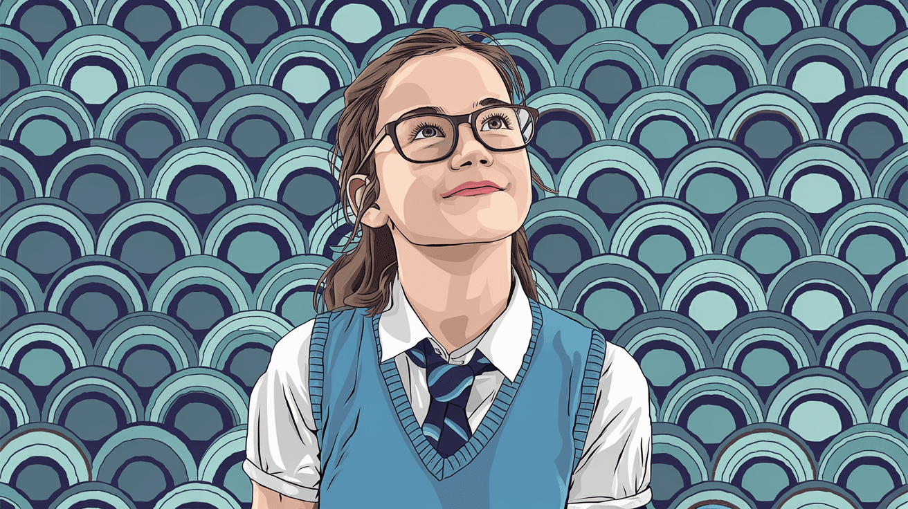 AI generated: illustration, upper-body, girl, front, face, gaze, two randomly three limit colors, outline, edges l...