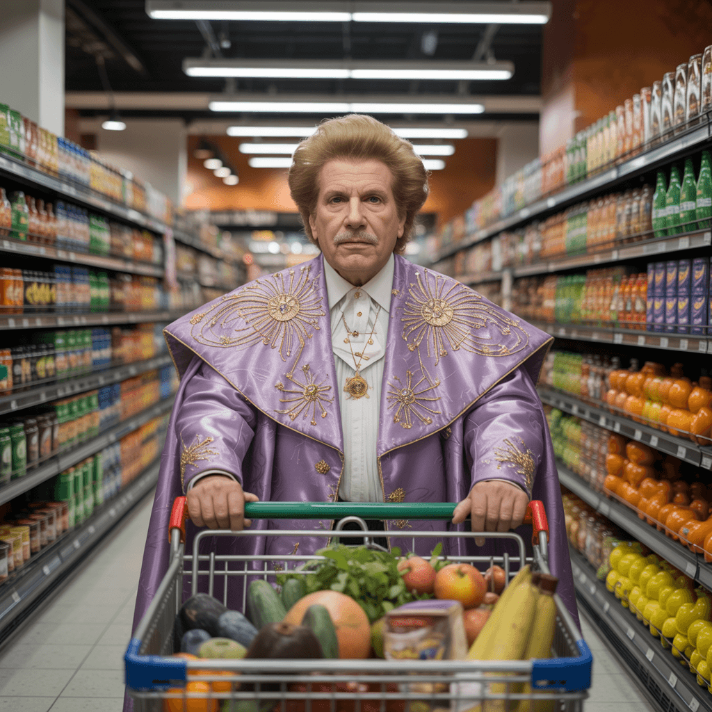 AI generated: A hyperrealistic digital painting of Walter Mercado, the legendary astrologer, wearing his signature...