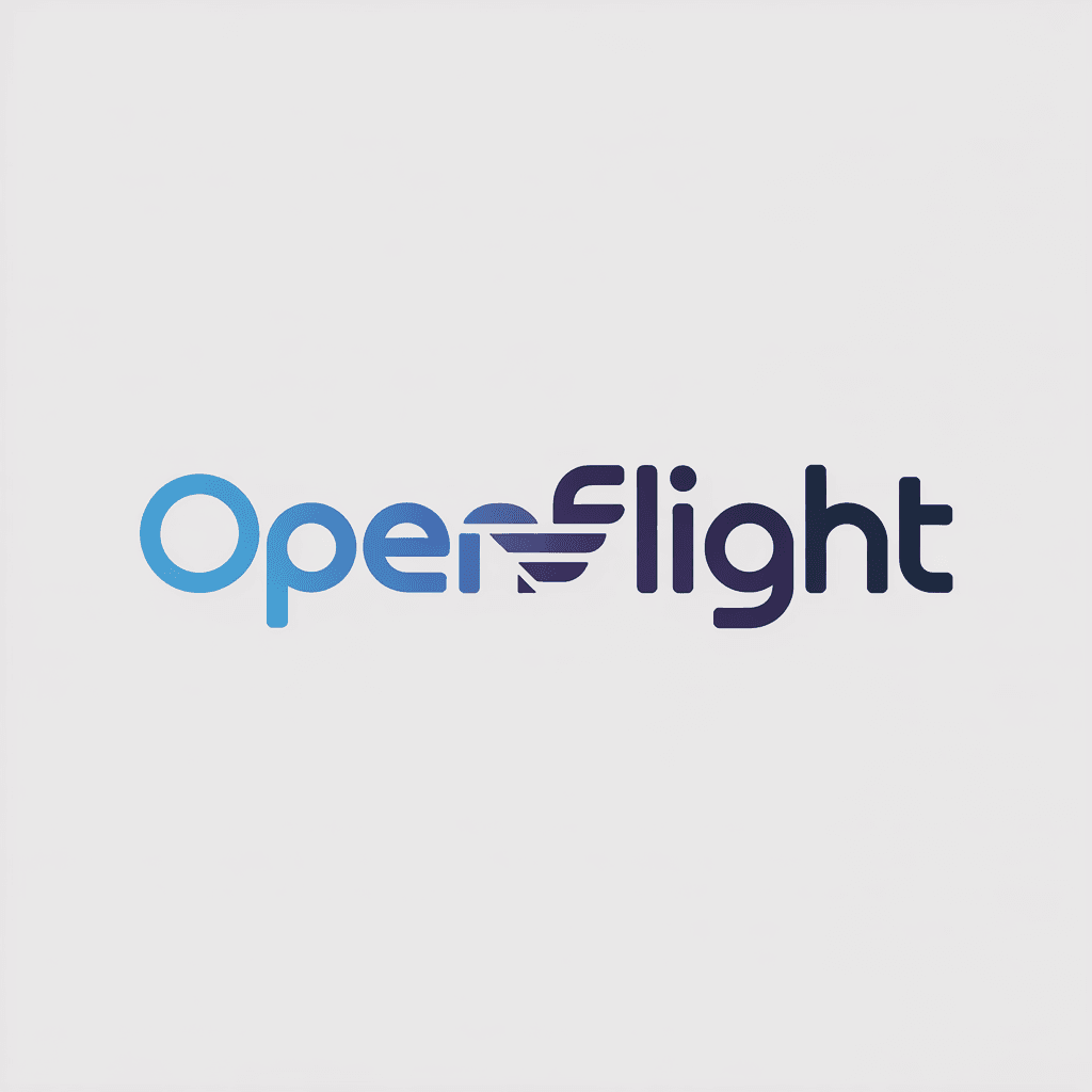 AI generated: A professional corporate logo for an aviation company software project named OpenFlight