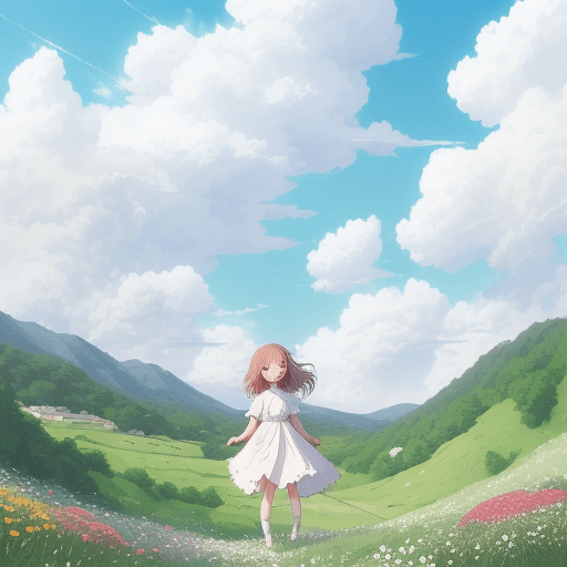 AI generated: Create an anime-style illustration of a breathtaking natural landscape, with lush greenery, rolling ...