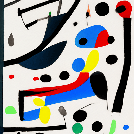 AI generated: A closeup painting in the style of Joan Miro depicting a minimal abstract illustration, white backgr...