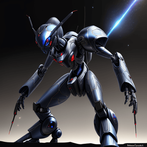 AI generated: 100 the army, max epic, blue ant army with silver armor invasion the planet, gun fire each other wit...