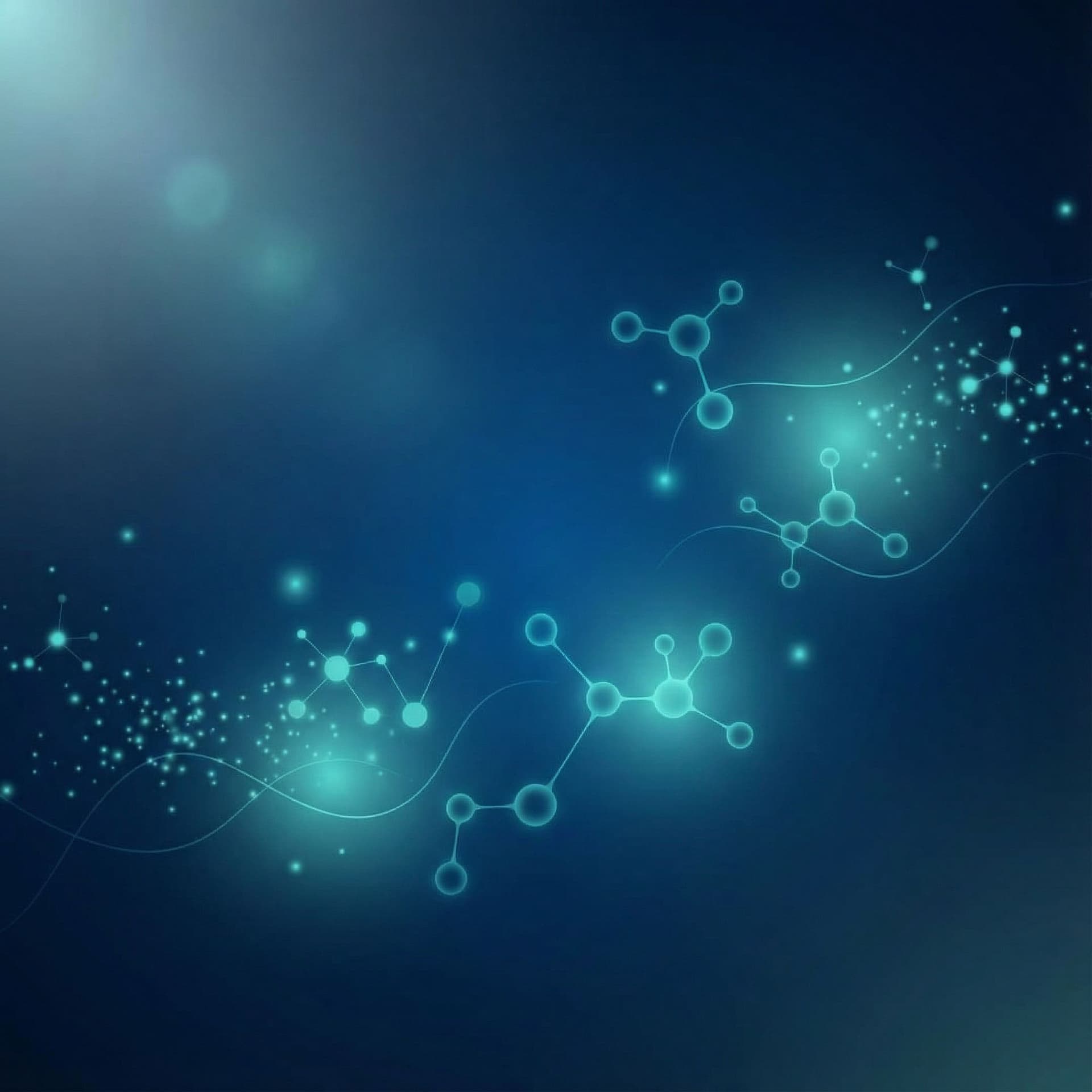 AI generated: Hero Abstract Navy-first
deep navy background #0A437F with teal molecular glow, minimal particle clu...