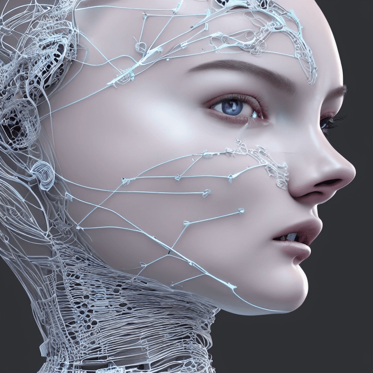 AI generated: complex 3d render ultra detailed of a beautiful porcelain profile woman android face, cyborg, roboti...