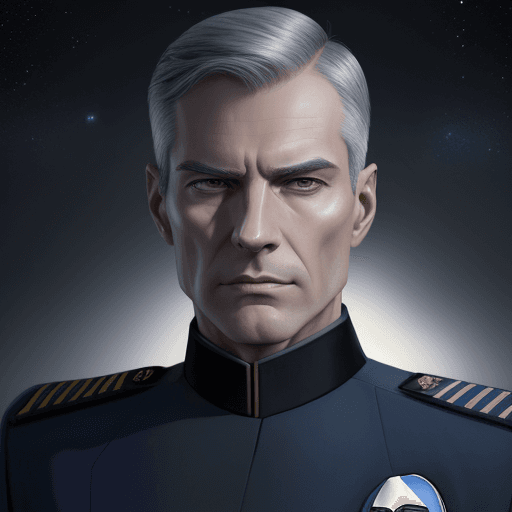 AI generated: Full length portrait, well-drawn face, slender body, modern man in futuristic officer uniform, photo...