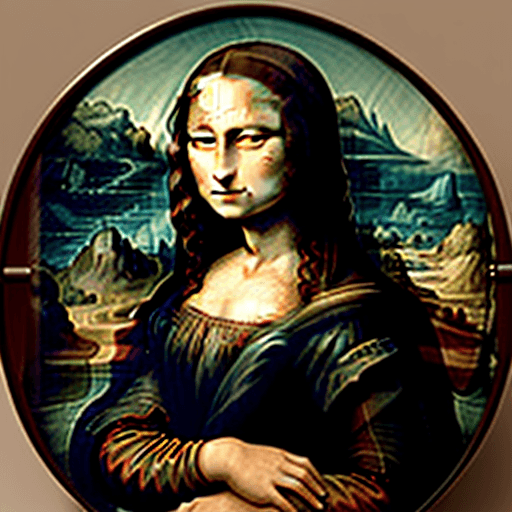 AI generated: a cartoon of the mona lisa in a dinosaur suit