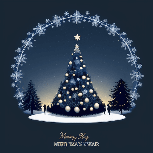 AI generated: Christmas night background with christmas tree silhouettes, garland decoration vector illustration. ...