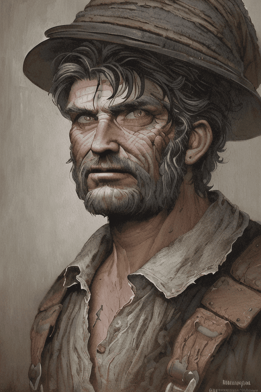 AI generated: a portrait of an old coal miner in 19th century, beautiful painting with highly detailed face by gre...
